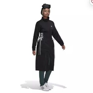 Adidas Black Long Sleeve Dress with Lace-Up Sides